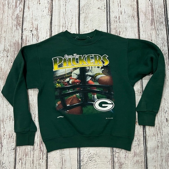 Vintage 90s Green Bay Packers 1990s NFL Football Crewneck Sports Sweatshirt - Picture 1 of 5
